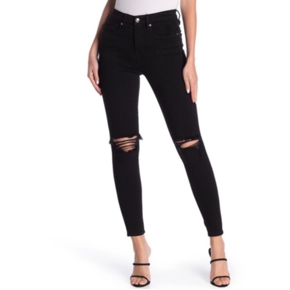 Good American Good Legs Black Distressed Jeans - Picture 1 of 5